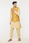 Buy_Arihant Rai Sinha_Yellow Jacquard Woven Floral Nehru Jacket _at_Aza_Fashions