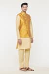 Buy_Arihant Rai Sinha_Yellow Jacquard Woven Floral Nehru Jacket _Online_at_Aza_Fashions