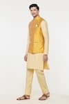 Shop_Arihant Rai Sinha_Yellow Jacquard Woven Floral Nehru Jacket _Online_at_Aza_Fashions