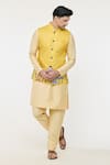 Buy_Arihant Rai Sinha_Yellow Soft Cotton Embroidered Sequin Nehru Jacket _at_Aza_Fashions