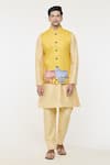 Arihant Rai Sinha_Yellow Soft Cotton Embroidered Sequin Nehru Jacket _Online_at_Aza_Fashions