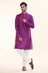 Buy_Arihant Rai Sinha_Purple Silk Embroidery Patch Vine Kurta With Churidar _at_Aza_Fashions