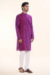 Buy_Arihant Rai Sinha_Purple Silk Embroidery Patch Vine Kurta With Churidar _Online_at_Aza_Fashions