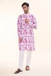 Buy_Arihant Rai Sinha_Purple Soft Cotton Print Tie Dye Kurta With Churidar _at_Aza_Fashions