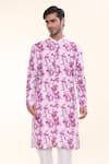 Shop_Arihant Rai Sinha_Purple Soft Cotton Print Tie Dye Kurta With Churidar _Online_at_Aza_Fashions