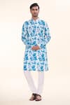 Buy_Arihant Rai Sinha_Blue Soft Cotton Print Tie Dye Splash Kurta With Churidar _at_Aza_Fashions