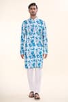 Buy_Arihant Rai Sinha_Blue Soft Cotton Print Tie Dye Splash Kurta With Churidar _Online_at_Aza_Fashions