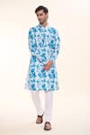 Shop_Arihant Rai Sinha_Blue Soft Cotton Print Tie Dye Splash Kurta With Churidar _Online_at_Aza_Fashions