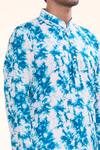 Arihant Rai Sinha_Blue Soft Cotton Print Tie Dye Splash Kurta With Churidar _at_Aza_Fashions