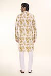 Shop_Arihant Rai Sinha_Yellow Soft Cotton Print Tie Dye Swerve Kurta With Churidar _at_Aza_Fashions