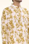 Arihant Rai Sinha_Yellow Soft Cotton Print Tie Dye Swerve Kurta With Churidar _at_Aza_Fashions