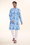 Buy_Arihant Rai Sinha_Blue Soft Cotton Print Tie Dye Magic Kurta With Churidar _at_Aza_Fashions