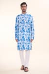 Buy_Arihant Rai Sinha_Blue Soft Cotton Print Tie Dye Magic Kurta With Churidar _Online_at_Aza_Fashions