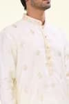 Buy_Arihant Rai Sinha_Cream Silk, Acrylic, Cotton Embroidery Florin Crest Kurta With Churidar 