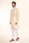 Buy_Arihant Rai Sinha_Beige Silk, Acrylic, Cotton Embroidery Gullista Border Kurta With Churidar _Online_at_Aza_Fashions