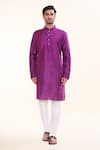 Buy_Arihant Rai Sinha_Purple Silk Embroidery Patch Vine Kurta _at_Aza_Fashions