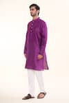 Buy_Arihant Rai Sinha_Purple Silk Embroidery Patch Vine Kurta _Online_at_Aza_Fashions