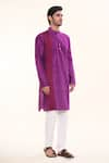 Shop_Arihant Rai Sinha_Purple Silk Embroidery Patch Vine Kurta _Online_at_Aza_Fashions