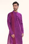 Arihant Rai Sinha_Purple Silk Embroidery Patch Vine Kurta _at_Aza_Fashions