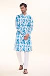 Buy_Arihant Rai Sinha_Blue Soft Cotton Print Tie Dye Splash Kurta _at_Aza_Fashions