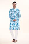 Arihant Rai Sinha_Blue Soft Cotton Print Tie Dye Splash Kurta _Online_at_Aza_Fashions