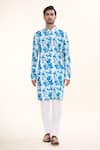 Buy_Arihant Rai Sinha_Blue Soft Cotton Print Tie Dye Splash Kurta _Online_at_Aza_Fashions