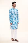 Shop_Arihant Rai Sinha_Blue Soft Cotton Print Tie Dye Splash Kurta _Online_at_Aza_Fashions