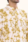 Arihant Rai Sinha_Yellow Soft Cotton Print Tie Dye Swerve Kurta _at_Aza_Fashions