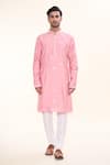 Buy_Arihant Rai Sinha_Pink Silk Embroidery Persian Crest Kurta _Online_at_Aza_Fashions