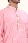 Arihant Rai Sinha_Pink Silk Embroidery Persian Crest Kurta _at_Aza_Fashions