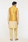 Shop_Arihant Rai Sinha_Yellow Kurta And Churidar Silk Woven Floral Checkered Bundi Set _at_Aza_Fashions