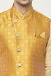 Arihant Rai Sinha_Yellow Kurta And Churidar Silk Woven Floral Checkered Bundi Set _at_Aza_Fashions