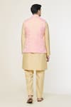 Shop_Arihant Rai Sinha_Pink Kurta And Churidar Silk Woven Floral Bundi Set _at_Aza_Fashions