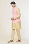 Arihant Rai Sinha_Pink Kurta And Churidar Silk Woven Floral Bundi Set _Online_at_Aza_Fashions