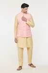 Buy_Arihant Rai Sinha_Pink Kurta And Churidar Silk Woven Floral Bundi Set _Online_at_Aza_Fashions