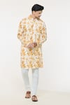 Arihant Rai Sinha_Yellow Soft Cotton Printed Abstract Kurta _Online_at_Aza_Fashions