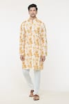 Buy_Arihant Rai Sinha_Yellow Soft Cotton Printed Abstract Kurta _Online_at_Aza_Fashions