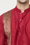 Arihant Rai Sinha_Red Silk Patchwork Printed Panel Kurta _at_Aza_Fashions