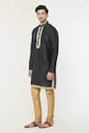 Shop_Arihant Rai Sinha_Black Silk Lace Border Kurta _at_Aza_Fashions