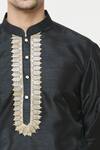 Arihant Rai Sinha_Black Silk Lace Border Kurta _at_Aza_Fashions