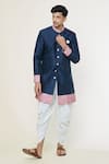 Buy_Arihant Rai Sinha_Blue Silk Embroidery Placement Printed Sherwani Set _at_Aza_Fashions