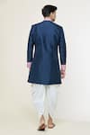 Shop_Arihant Rai Sinha_Blue Silk Embroidery Placement Printed Sherwani Set _at_Aza_Fashions