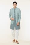 Buy_Arihant Rai Sinha_Green Jacket And Bundi Soft Cotton Printed Geometric Set _at_Aza_Fashions