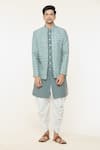 Buy_Arihant Rai Sinha_Green Jacket And Bundi Soft Cotton Printed Geometric Set _Online_at_Aza_Fashions