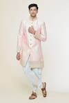 Buy_Arihant Rai Sinha_Pink Sherwani Silk Embroidery Thread Sequin Border Set _at_Aza_Fashions