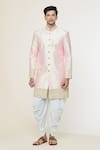 Arihant Rai Sinha_Pink Sherwani Silk Embroidery Thread Sequin Border Set _Online_at_Aza_Fashions