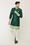 Buy_Arihant Rai Sinha_Green Sherwani Silk Printed Mughal Geometric Border Set _Online_at_Aza_Fashions