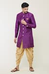 Buy_Arihant Rai Sinha_Wine Sherwani Silk Embroidery Thread Cuff Set _at_Aza_Fashions