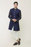 Buy_Arihant Rai Sinha_Blue Sherwani Silk Woven Thread Set _at_Aza_Fashions