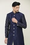 Arihant Rai Sinha_Blue Sherwani Silk Woven Thread Set _at_Aza_Fashions